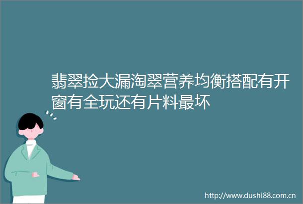 翡翠捡大漏淘翠营养均衡搭配有开窗有全玩还有片料最坏