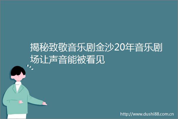 揭秘致敬音乐剧金沙20年音乐剧场让声音能被看见