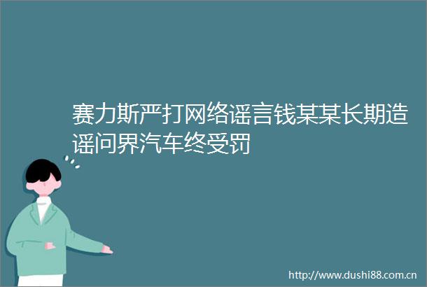 赛力斯严打网络谣言钱某某长期造谣问界汽车终受罚