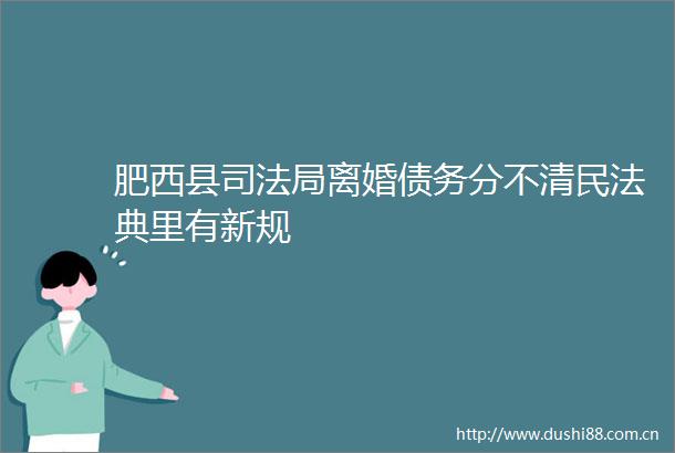 肥西县司法局离婚债务分不清民法典里有新规
