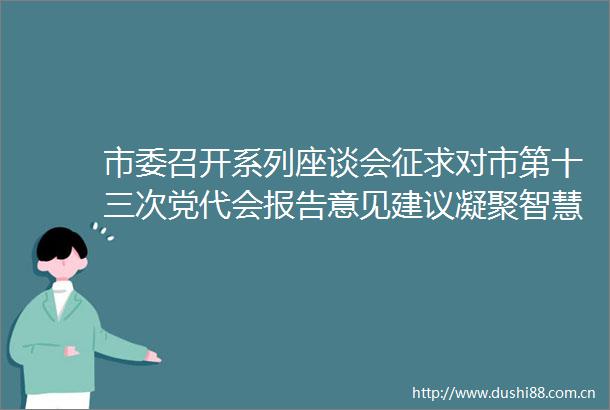 市委召开系列座谈会征求对市第十三次党代会报告意见建议凝聚智慧力量共绘美好愿景