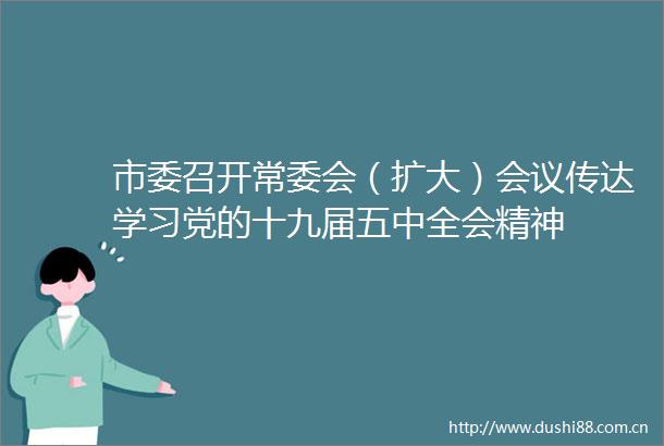 市委召开常委会（扩大）会议传达学习党的十九届五中全会精神