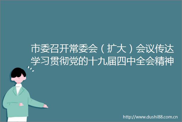 市委召开常委会（扩大）会议传达学习贯彻党的十九届四中全会精神