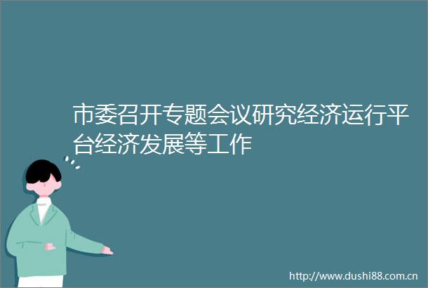 市委召开专题会议研究经济运行平台经济发展等工作