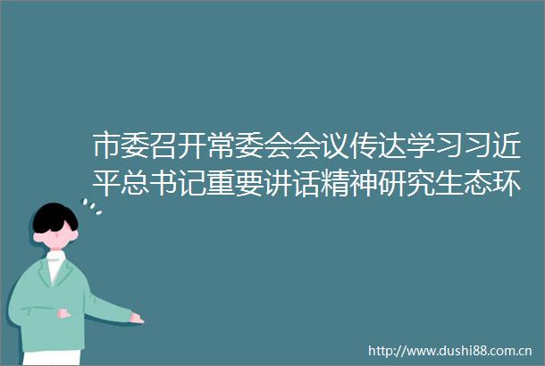 市委召开常委会会议传达学习总书记重要讲话精神研究生态环保扩大有效投资和等工作