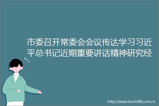 市委召开常委会会议传达学习总书记近期重要讲话精神研究经济运行防范化解重大风险等工作武文罡主持会议