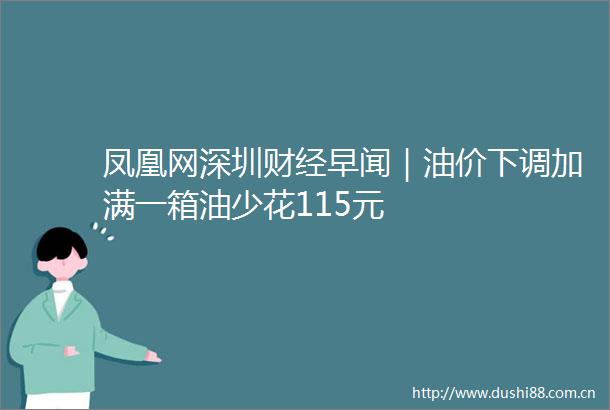 凤凰网深圳财经早闻｜油价下调加满一箱油少花115元