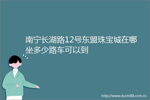 南宁长湖路12号东盟珠宝城在哪坐多少路车可以到