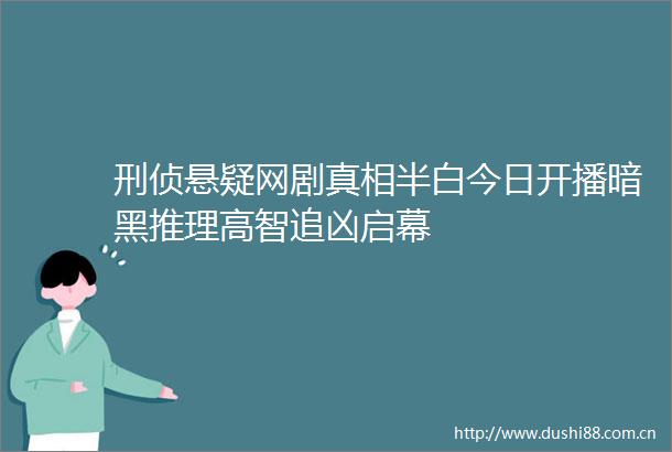 刑侦悬疑网剧真相半白今日开播暗黑推理高智追凶启幕