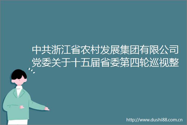 浙江省农村发展集团有限公司党委关于十五届省委第四轮巡视整改情况的通报