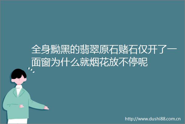 全身黝黑的翡翠原石赌石仅开了一面窗为什么就烟花放不停呢
