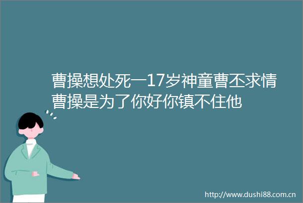 曹操想处死一17岁神童曹丕求情曹操是为了你好你镇不住他