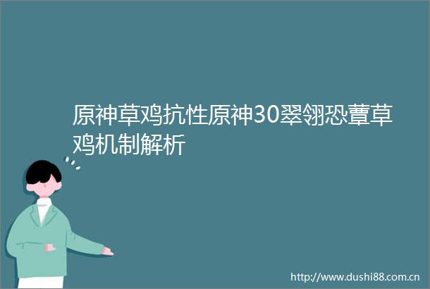 原神草鸡抗性原神30翠翎恐蕈草鸡机制解析
