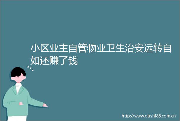 小区业主自管物业卫生治安运转自如还赚了钱