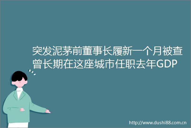 突发泥茅前董事长履新一个月被查曾长期在这座城市任职去年GDP零增长