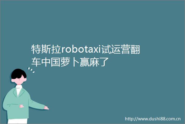 特斯拉robotaxi试运营翻车萝卜赢麻了
