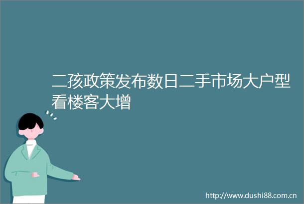 二孩政策发布数日二手市场大户型看楼客大增