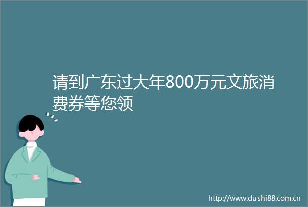 请到广东过大年800万元文旅消费券等您领