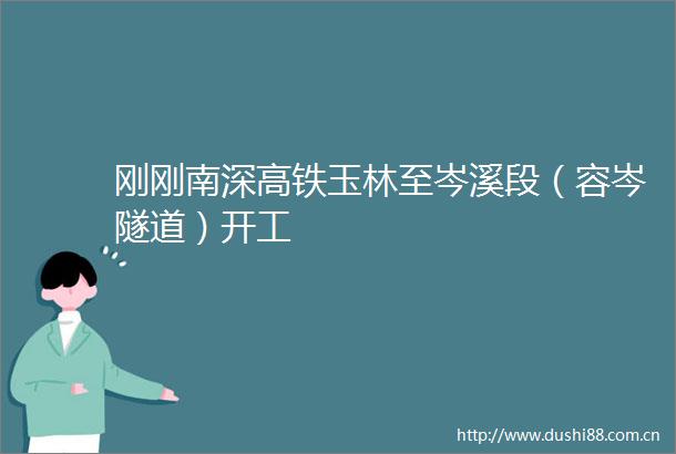 刚刚南深高铁玉林至岑溪段（容岑隧道）开工