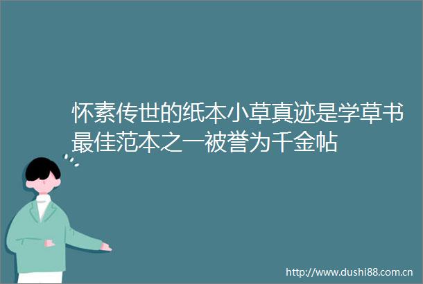 怀素传世的纸本小草真迹是学草书最佳范本之一被誉为千金帖
