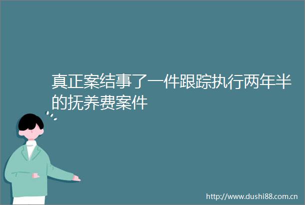 真正案结事了一件跟踪执行两年半的抚养费案件