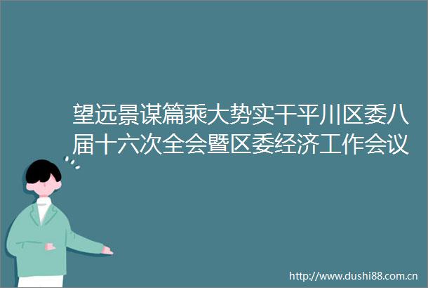 望远景谋篇乘大势实干平川区委八届十六次全会暨区委经济工作会议召开