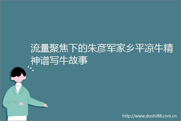 流量聚焦下的朱彦军家乡平凉牛精神谱写牛故事