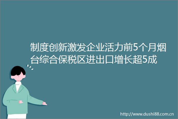 制度创新激发企业活力前5个月烟台综合保税区进出口增长超5成