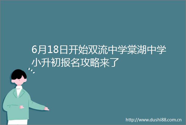 6月18日开始双流中学棠湖中学小升初报名攻略来了