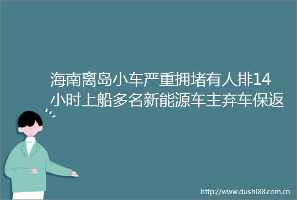 海南离岛小车严重拥堵有人排14小时上船多名新能源车主弃车保返