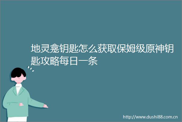 地灵龛钥匙怎么获取保姆级原神钥匙攻略每日一条