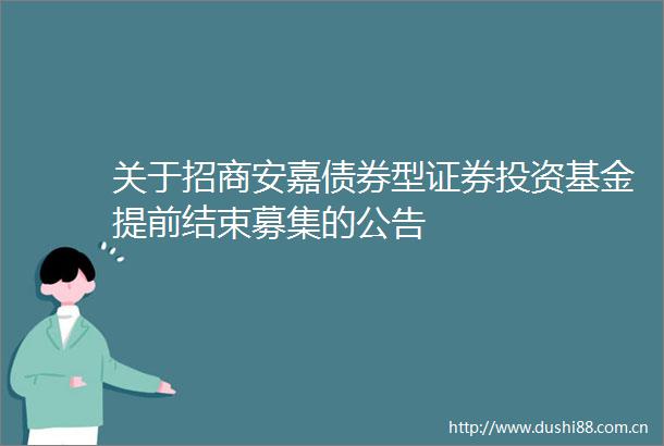 关于招商安嘉债券型证券投资基金提前结束募集的公告