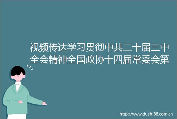 视频传达学习贯彻二十届三中全会精神全国政协十四届常委会第八次会议开幕王沪宁主持蔡奇作报告