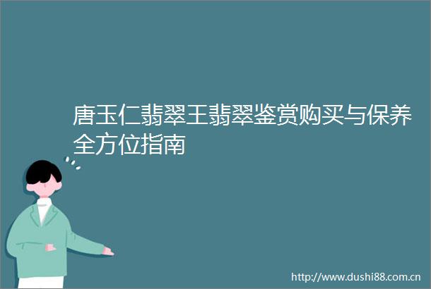 唐玉仁翡翠王翡翠鉴赏购买与保养全方位指南