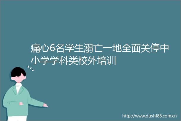 痛心6名学生溺亡一地全面关停中小学学科类校外培训