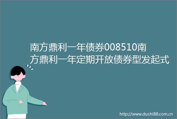 南方鼎利一年债券008510南方鼎利一年定期开放债券型发起式证券投资基金开放申购赎回及转换业务