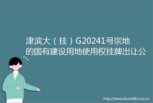 津滨大（挂）G20241号宗地的国有建设用地使用权挂牌出让公告