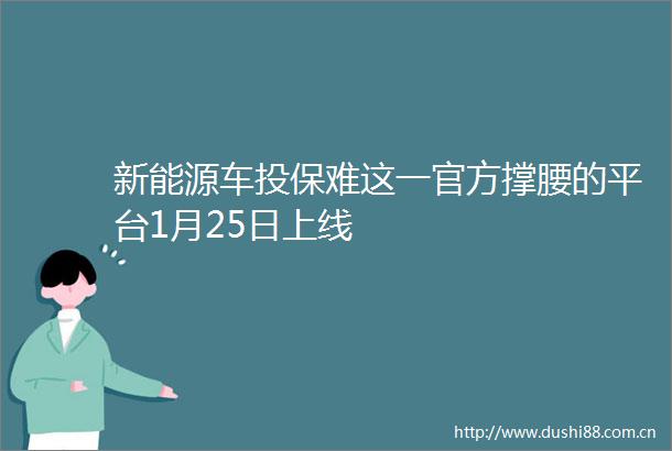 新能源车投保难这一官方撑腰的平台1月25日上线