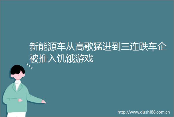 新能源车从高歌猛进到三连跌车企被推入饥饿游戏