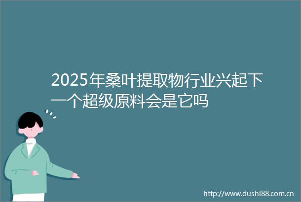 2025年桑叶提取物行业兴起下一个超级原料会是它吗