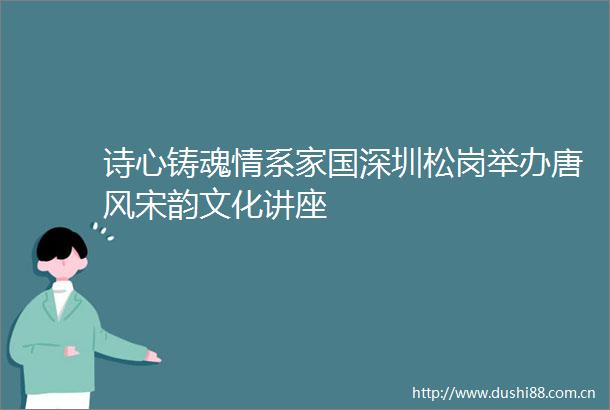 诗心铸魂情系家国深圳松岗举办唐风宋韵文化讲座