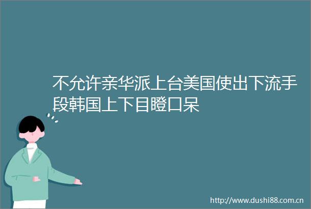 不允许亲华派上台美国使出下流手段韩国上下目瞪口呆