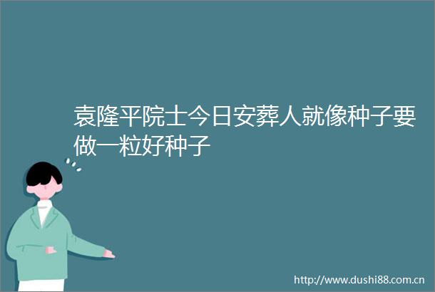 袁隆平院士今日安葬人就像种子要做一粒好种子