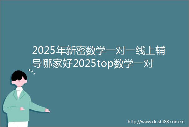2025年新密数学一对一线上辅导哪家好2025top数学一对一线上辅导招生中