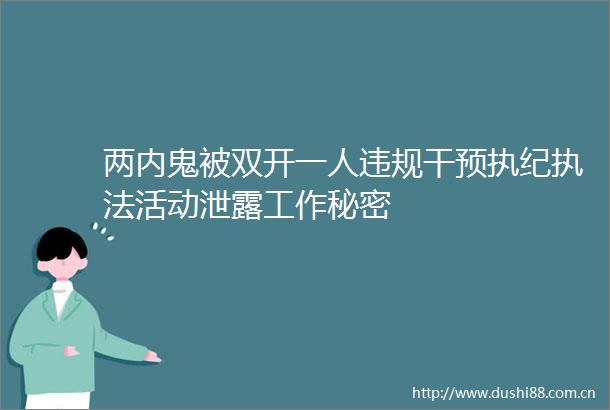 两内鬼被双开一人干预执纪活动泄露工作秘密