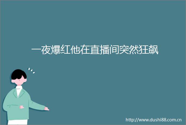 一夜爆红他在直播间突然狂飙