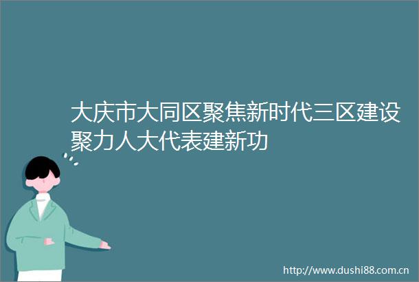 大庆市大同区聚焦新时代三区建设聚力人大代表建新功