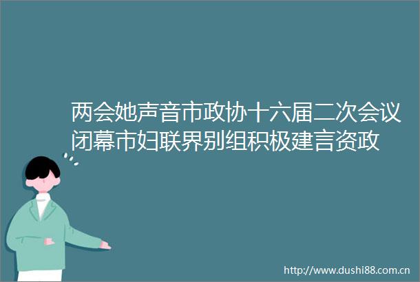 两会她声音市政协十六届二次会议闭幕市妇联界别组积极建言资政