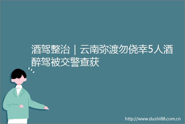 酒驾整治｜云南弥渡勿侥幸5人酒醉驾被查获