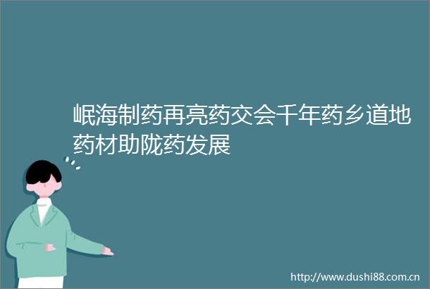 岷海制药再亮药交会千年药乡道地药材助陇药发展